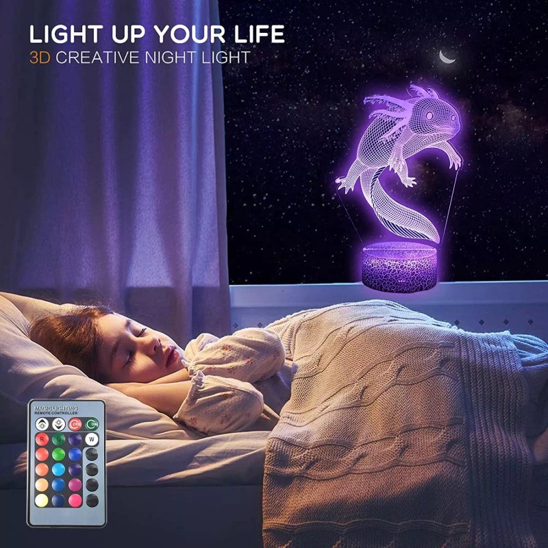 TriPro Axolotl 3D Illusion Night Light Lamp Bedroom Decor Gifts
