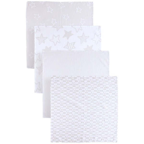 NEXT Baby Musselintücher im 4er-Pack aus 100% Baumwolle Grey Star