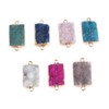 5Pcs Natural Rectangular Druzy Agate Links Necklace Pendants Gemstone Charm