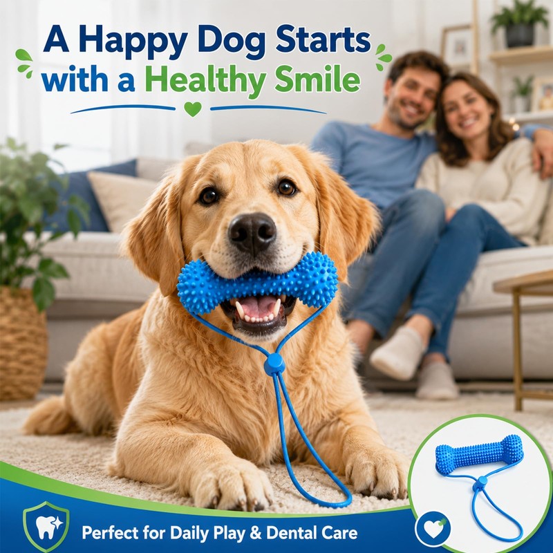 OKNIAO Dog Toys Dual-Action Teeth Cleaning Mouth Prop, Chew Toy