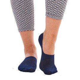 Soxy Bamboo Invisible Socks - 6 Pack Ladies Premium Bamboo No Show Socks - Casual Low Cut Socks for Women with Non Slip Grip Liner Socks - Navy - UK Size 4-6