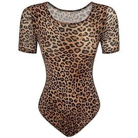 ANZEE Girls Short Sleeve Ballet Leotard - Stretchy Dance Bodysuit for Gymnastics Ballet Comfortable Performance Wear for Active Kids (Brown 5-6 Years)