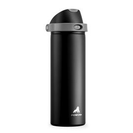 POWCAN 24 oz Stainless Steel Water Bottle for Outdoors: Push-Button Spout & Quick-Flip Straw, Leakproof, Keep Cold 24Hrs, Fits Car Cup Holder, Insulated Cup for Travel, Hiking, School (Midnight Black)