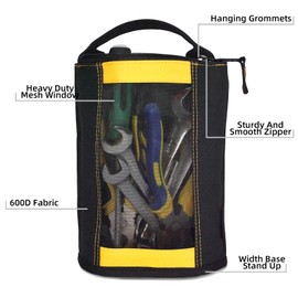 MELOTOUGH Canvas Zipper Tool Pouch Zipper Bag -Fastener bag with Mesh Window and Hanging Grommets 2 pack