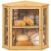 viewcare Corner Bread Box for Kitchen Counter, Bamboo Wood Large
