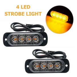 2X 4-LED Strobe Light, Riloer Emergency Warning Hazard Light, 12V / 24V, for Forklifts Trucks Tractor Trucks