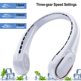 ZSHMJMJ Neck Fan,Portable Bladeless Fan around Neck,USB Rechargeable,4000mAh Battery Operated,360° Cooling,Upgraded Air Volume,No Hair Twisting Ultra Quiet, Comfortable Material, for Women Men