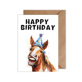 WBdesignz Funny Birthday Card with Envelope Happy Birthday Horse Birthday Card Funny Birthday Card (A6)