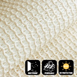 SUNNY GUARD Privacy Screen Fence 4' x 130' Cream Heavy Duty Dustproof Denoise Fencing Mesh Fabric Shade Net Cover for Outdoor Wall Garden Yard Pool Deck(Customized)