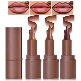UAOE 3 Colors Gradient Lip Liner Pencil Brown Lip Liner Set and Lipstick Combo High Pigmented Velvet Matte Lip Crayon Long Lasting for Women Lipstick Blush Eyeshadow #Milk Tea+#Toffee+#Coffee Bean