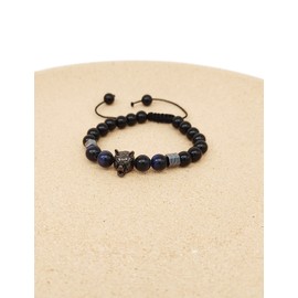 CEYIYA Viking Wolf Head Bracelet - Stone Beaded Bracelet for Men,Charm Wolf Bracelet for Friends