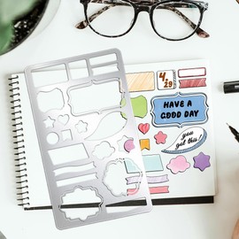 UNICRAFTALE Metal Stencil for Journaling Wood Burning Banners Stencil Stainless Steel Reusable Planner Stencils Bookmark Stencils Templates Frame Template for DIY Diary Scrapbooking Journaling Carving