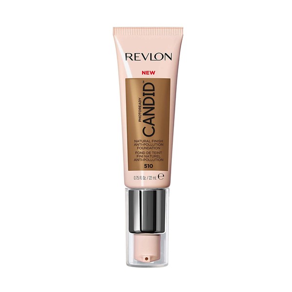 Revlon PhotoReady Candid Natural Finish Foundation, with Anti-Pollution, Antioxidant, Anti-Blue Light Ingredients, 510 Cappuccino, 0.75 fl. oz.