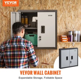 26\" Small Tool Chest Foldable Wall Cabinet Metal Garage Locker with 240 LBS Loading Capacity Adjustable Shelf Magnetic DoorDefault: Default