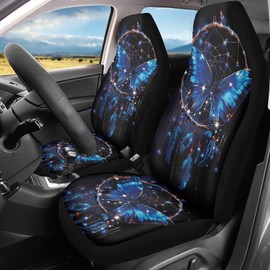 Finagallathe 2 PCS Butterfly Car Seat Covers Dream Catcher Print Front Auto Seat Cover Car Bucket Seats Protector Covers Universal fit for SUV Sedan Van