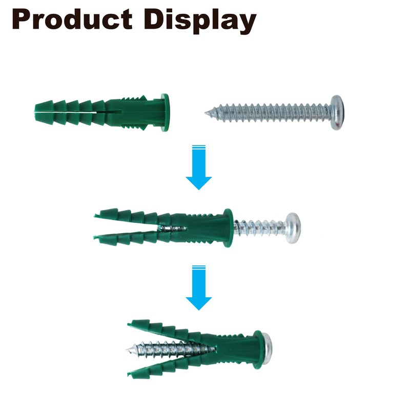 T.K.Excellent Plastic Drywall Anchors and Screws Kit, Ribbed Anchors Assortment