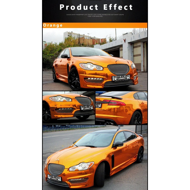 ATMOMO Chrome Mirror Orange Car Vinyl Wrap High Gloss Self-Adhesive