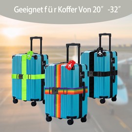 Lymshine Luggage Strap Set of 4 with Luggage Tag Set, Suitcase Strap Eye-catching, Suitcase Straps 2 m Adjustable, Luggage Straps for Suitcase, Black Luggage Strap for Quick Recognition Luggage