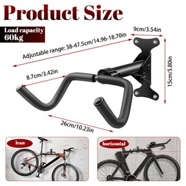 KUWUNG Bike Wall Mount, Bike Rack Wall, 360° Adjustable Bike Hooks for Wall, Foldable Wall Bike Rack with Helmet Hook, for Indoor or Garage Space Saving
