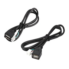CGEAMDY 2 Stück Auto USB Verlängerungskabel Adapter, 4 Poliger und 6 Poliger Anschluss Kabel, USB Buchse Schnittstelle zu Armaturenbrett Mount Panel Verlängerungskabel