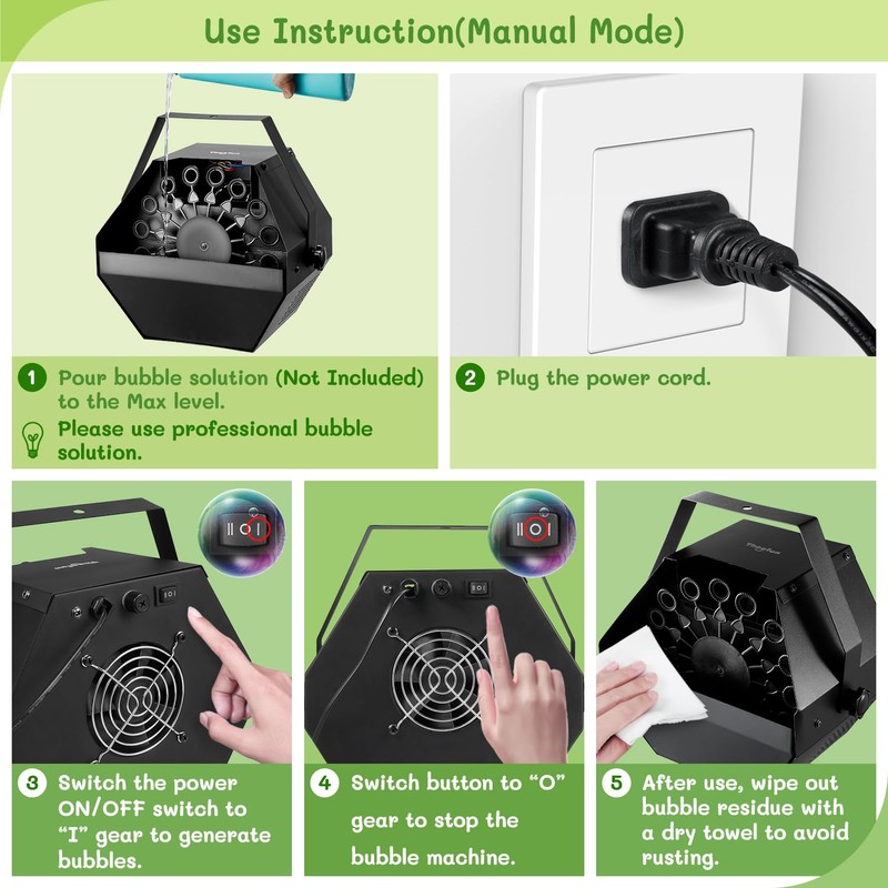 Theefun Bubble Machine: Remote Control 750ML Metal Bubble Blower Machine