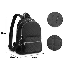 TAN.TOMI Women's Small City Backpack, Waterproof Daypack, Handbags, Backpack for Casual Use, School, Travel, Hiking, Work, black