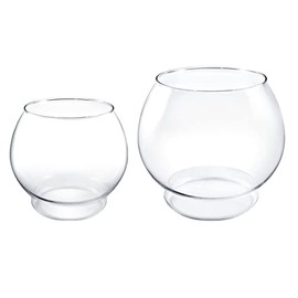 Glass Beta Goldfish Fish Bowl Round Vase Small Glass Round Vase for Weddings, Events, Decorating, Arrangements, Flowers, Office, or Home Decor (Small, 1/2 Gallon)