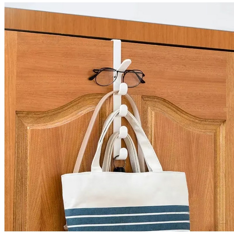 Over the Door Clothes Hanger Rack – 5-Hook Plastic Storage