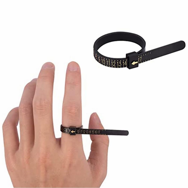 Ring Sizer Measuring Tool Set, Black Plastic Ring Sizer Gauge