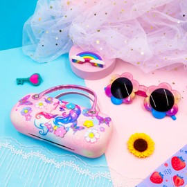 PinkSheep Sunglasses for Girls, Baby Kids Polarized Sunglass with Case, Sun Flower Glasses UV400 Protection Plastic Frame