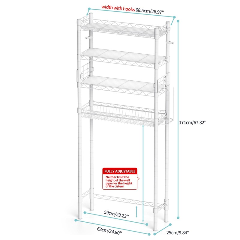 Hodonas Over The Toilet Storage, Bathroom Organizer Shelves Space Saver