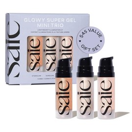 Saie Mini Glowy Super Gel Trio Set de Regalo - Prebase de Maquillaje Ligera e Iluminador Líquido Multiuso para Piel Instantáneamente Luminosa y Crista
