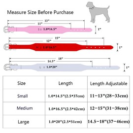 Haoyueer Rhinestone Dog Collar, Adjustable, Sparkling Crystal Studded Genuine Leather Pet Dog Collar for Small Medium Dogs (L, White)