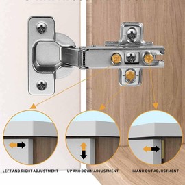 2 Pcs Slide-on 35mm Kitchen Cabinet Wardrobe Door Hinge,110 Degree Self Close Full Overlay Standard Hinge-Nickel Plated