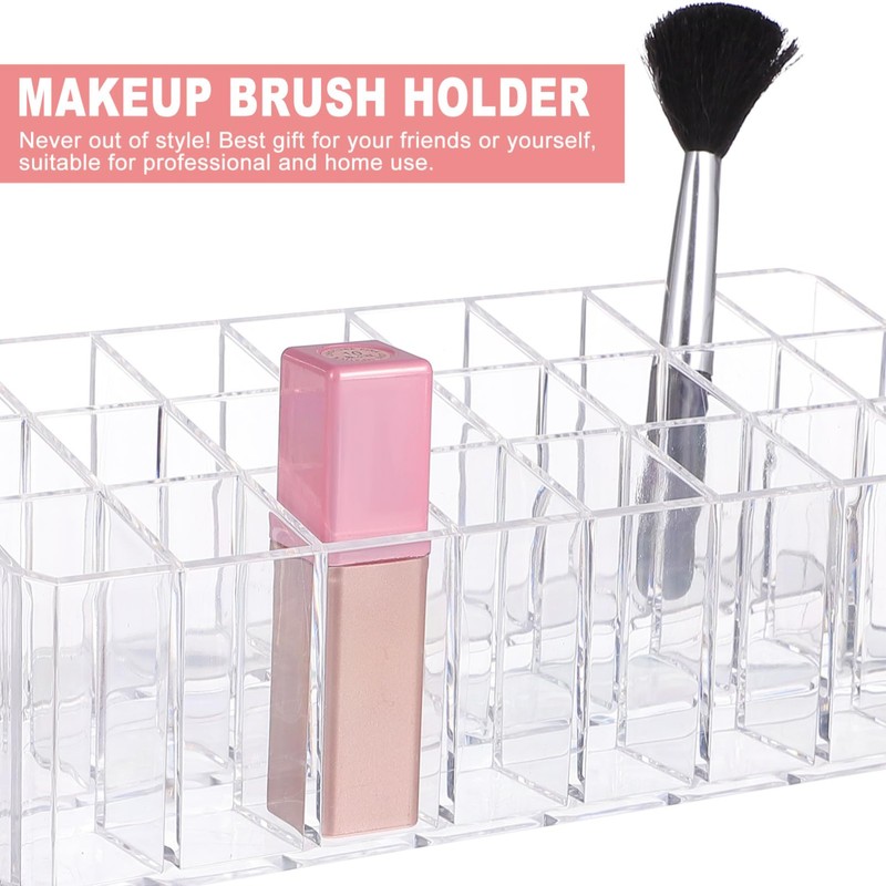 Healeved Acrylic Lipstick Holder with Slots Transparent Cosmetic Organizer for