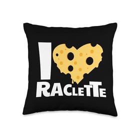 Melted Raclette Cheese Swiss Cuisine I Love Raclette I Winter New Year's Eve Fondue Switzerland Throw Pillow, 16x16, Multicolor