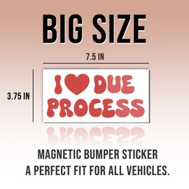 Magnet Sticker I Love Due Process Magnetic Protect Immigrants, Deport Fascists Social Justice Human Rights Red Magnet for Bumper, Refrigerator, Cruise Door, Car, Truck 7.5x3.75in