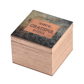 Dicksons Decorative Keepsake Box With Prayer Cards 4 x 4 Wood Thankful Grateful Blessed Lace