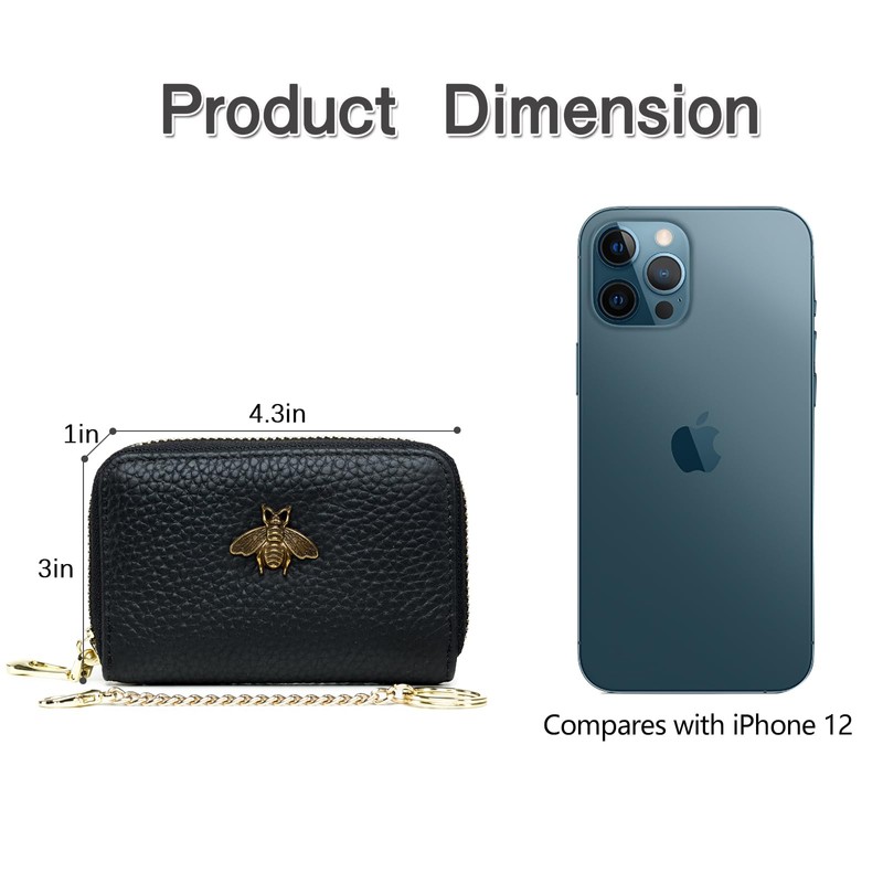 imeetu RFID Credit Card Holder, Small Leather Zipper Card Case