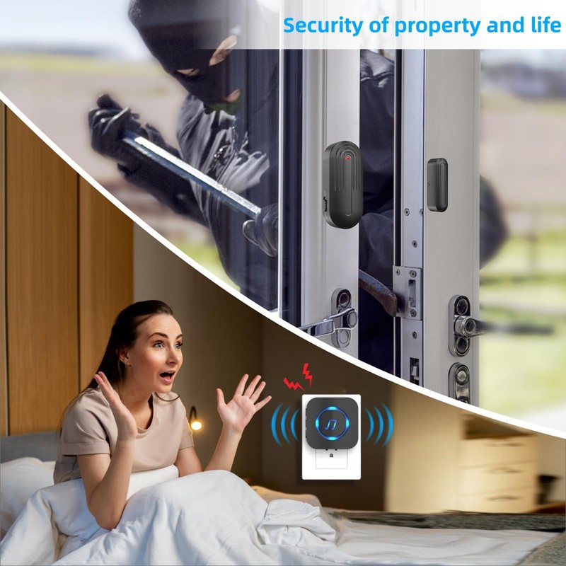 SANJIE Wireless Door Alarm Sensor Chime, 800FT Operating Range 55