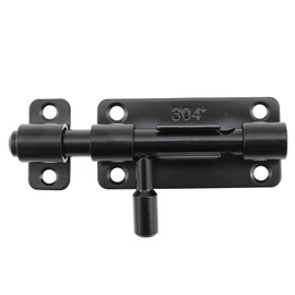 Maxmoral 1 Set 68x22mm Anti Theft Wooden Door Room Gate Bathroom Black 304 Stainless Steel Heavy Duty Sliding Bolt Latch with Mounting Screws for Fixing Large Wardrobe Box and Garage Cubicle Cupboard