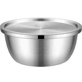 Kichvoe Stainless Steel Bowl with Lid Mixing Bowl Dough Bowl Salad Bowl Kitchen Bowl for Kitchen Cooking Baking Eggs Flour Salad 24 cm Silver