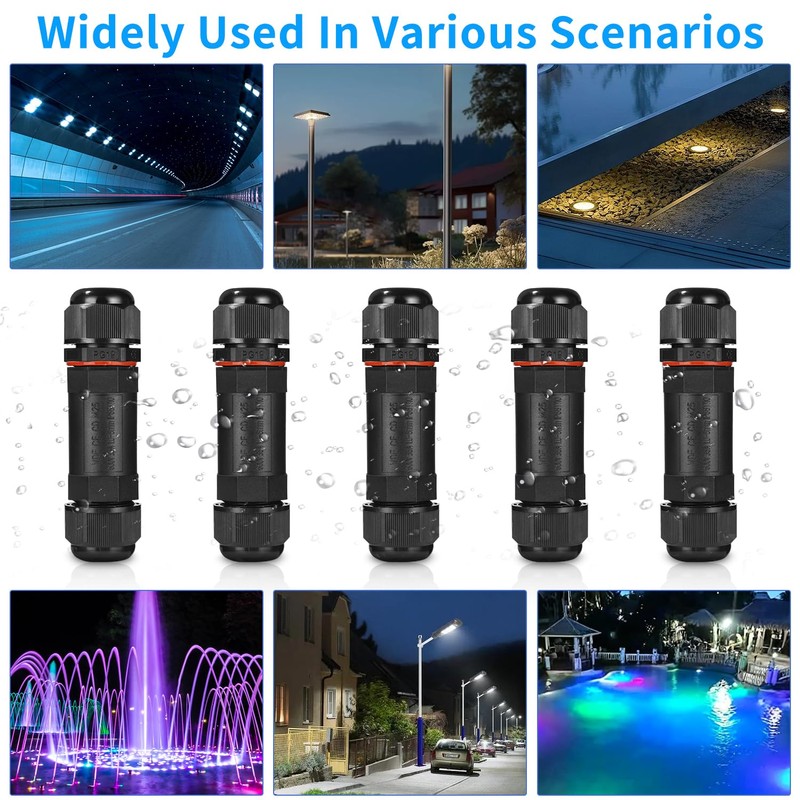 Cexovo IP68 Waterproof Cable Connector, Waterproof Cable Connector with 3-Pin