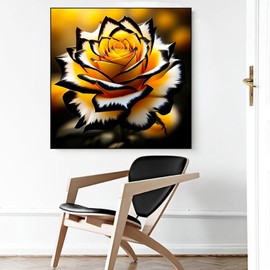 5D Diamond Painting Kits for Adults Beginners, Yellow Rose Diamond Art, DIY Full Round Drill Diamond Dot Gem Art Kits for Adults, Home Wall Decor 13.78x13.78 Inch