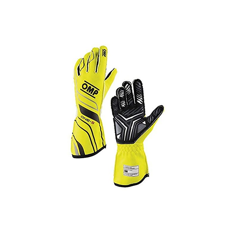 OMP ONE-S Racing Gloves, (Yellow, Size XL [USA 12])