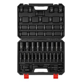 AIRTOON 1/2-Inch Drive Impact Socket Set, 49 Piece Deep & Shallow Metric Socket Set 8mm to 32mm, 6 Point, CR-V Steel for Auto Repair, Easy-to-Read Size Markings, Rugged Construction, Storage Case