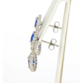 .925 Sterling Silver Dangle Stud Earrings with push back