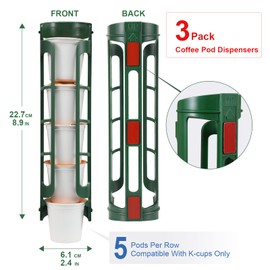 STORAGENIE Coffee Pod Holder for Keurig, Wall Mount Side Mount K Cup Storage, Perfect for Small Counters (3 Pack/ for 15 pods, EverGreen)