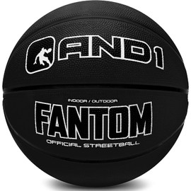 AND1 Fantom Baloncesto de Goma – Balón de Calle de tamaño Oficial, Hecho para Juegos de Baloncesto en Interiores y Exteriores, se Vende inflado, Negro
