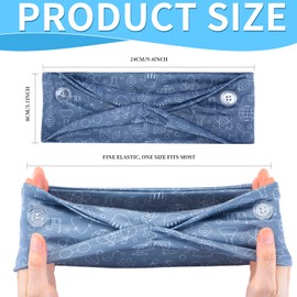 WILLBOND 8 Pieces Nursing Headbands with Buttons for Nurses Doctors Women Face Covering Ear Protection Holder Non Slip Elastic Hair Bands Wide Head Wraps for Spa Yoga Sports Workout (Cute Patterns)